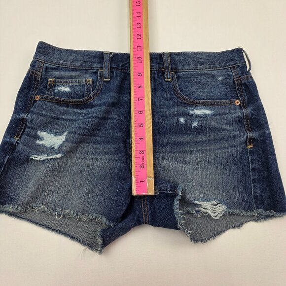 American Eagle Cut Off Button Fly Jean Shorts Jorts Womens 10 Distressed Cotton - Picture 9 of 11